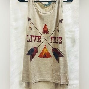 Live Free Graphic Tank Top - Cream